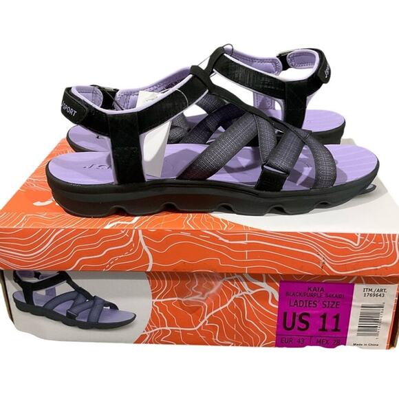 Jsport by Jambo Women's Strap Sandal Black Purple Size 11 NIB - Picture 1 of 11